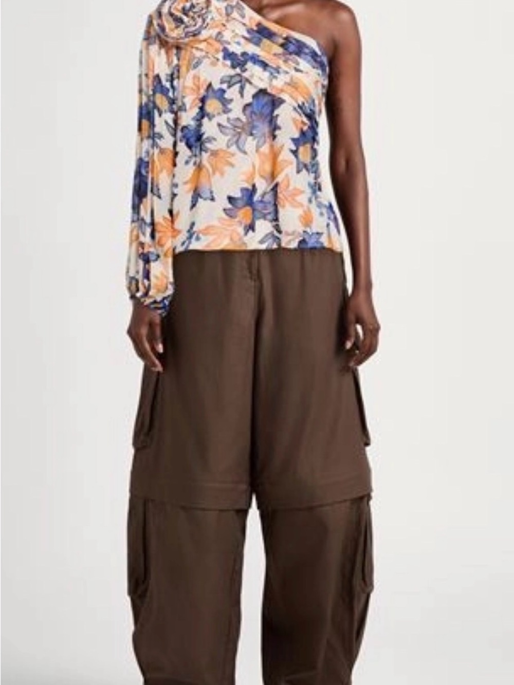 Farm Rio Floral Print Women’s Blouse - Blue & Cream
